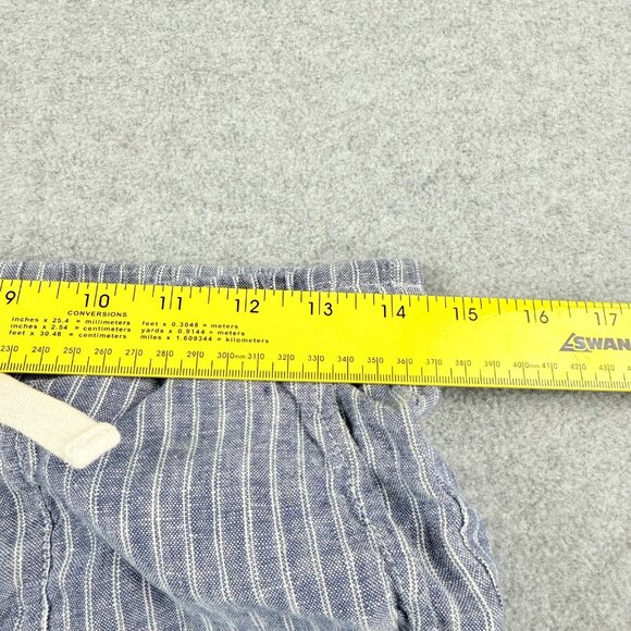 Roots Women’s S/P Striped Linen Drawstring Pants -Lt. Blue Pinstripe Relaxed Fit - Picture 9 of 11